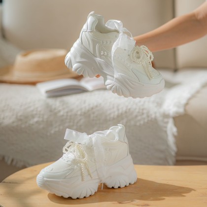 Enhanced Lovely Breathable Sneakers (Pearl) 爱心透气老爹款
