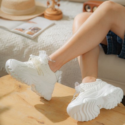 Enhanced Lovely Breathable Sneakers (Pearl) 爱心透气老爹款